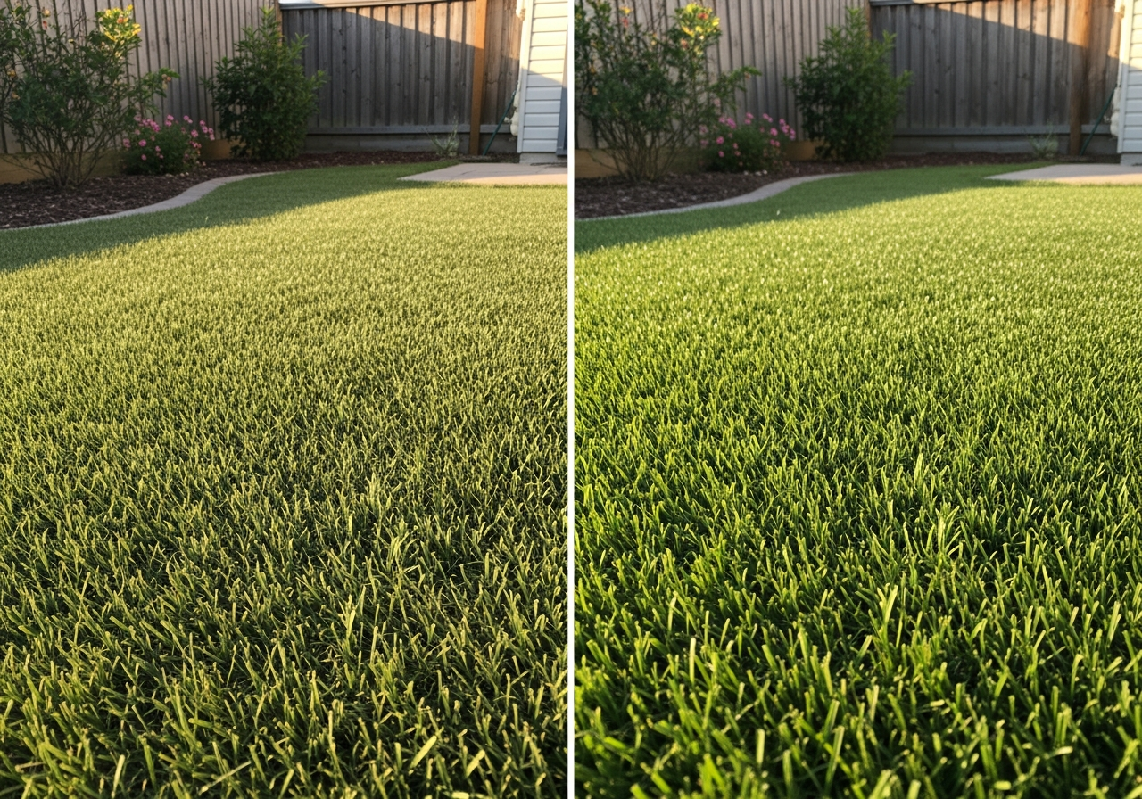 Before and after turf grooming